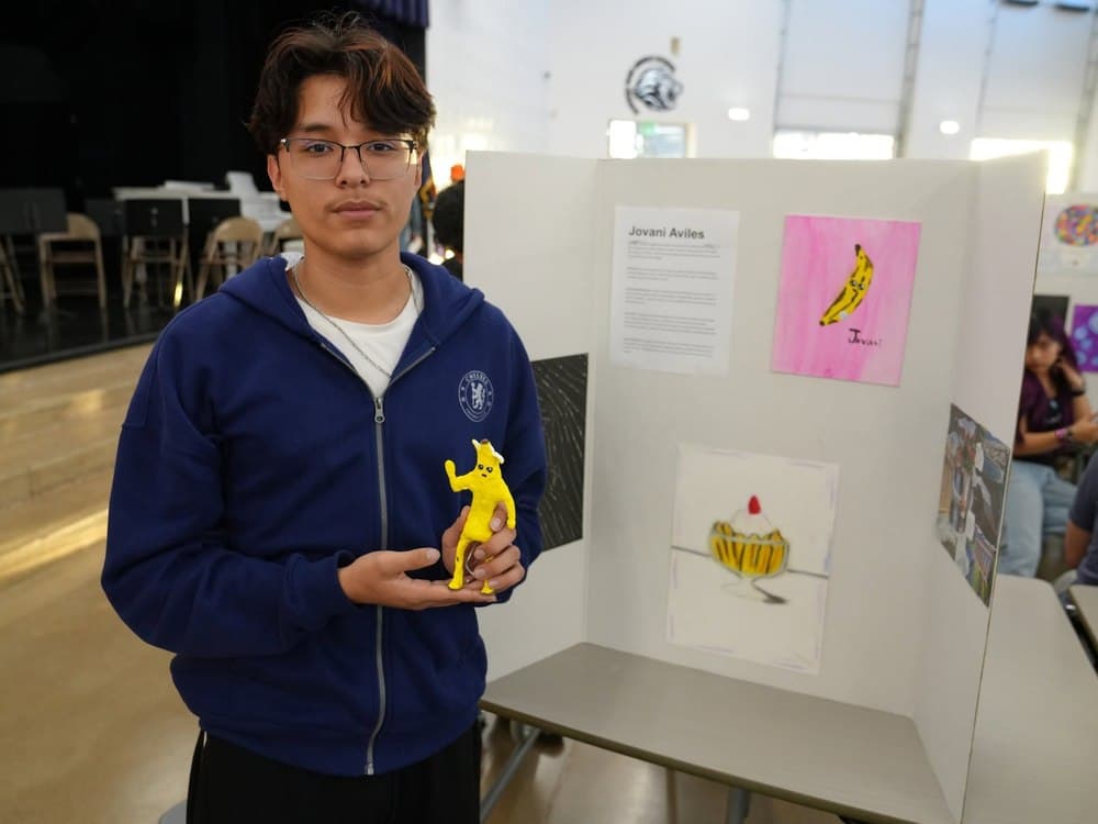 A Madison Highland Prep student at the visual arts exhibit