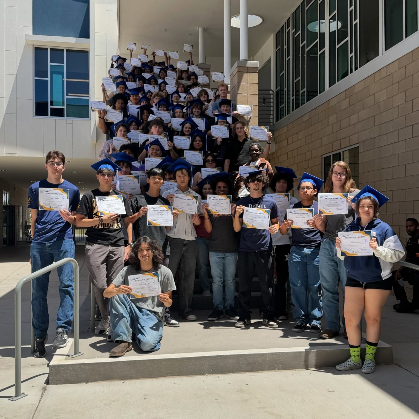 Madison Highland Prep seniors with their dual enrollment certificates of completion