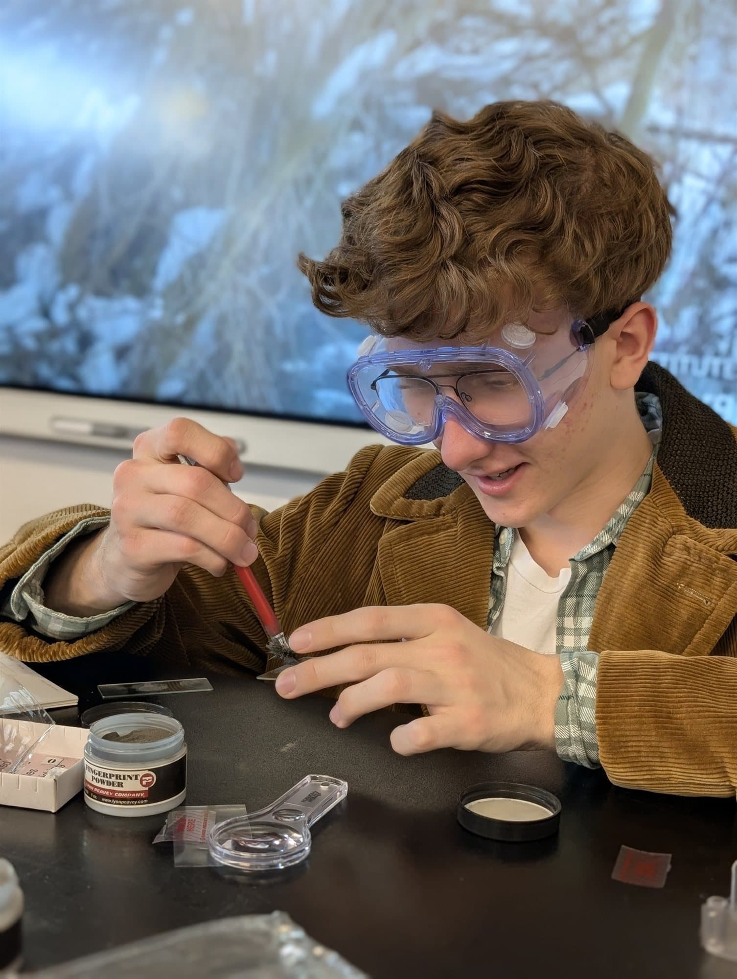 A Madison Highland Prep freshman presenting a project at the science fair