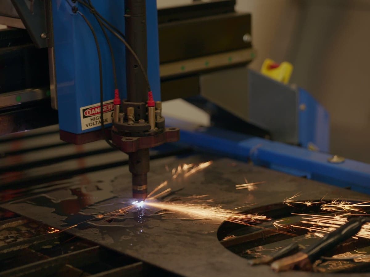 CNC plasma cutter in the Madison Highland Prep fabrication shop