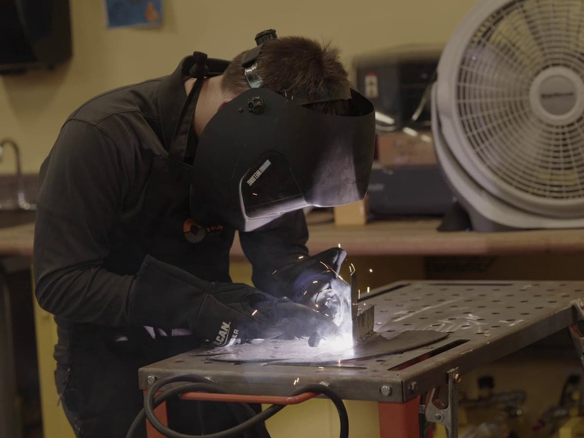 MIG and TIG welders in the Madison Highland Prep fabrication shop